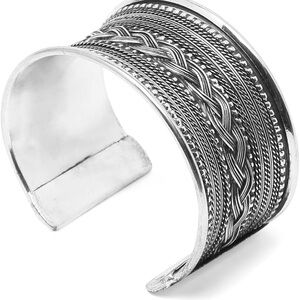 Oxidized Silver Braided Cuff Bracelet